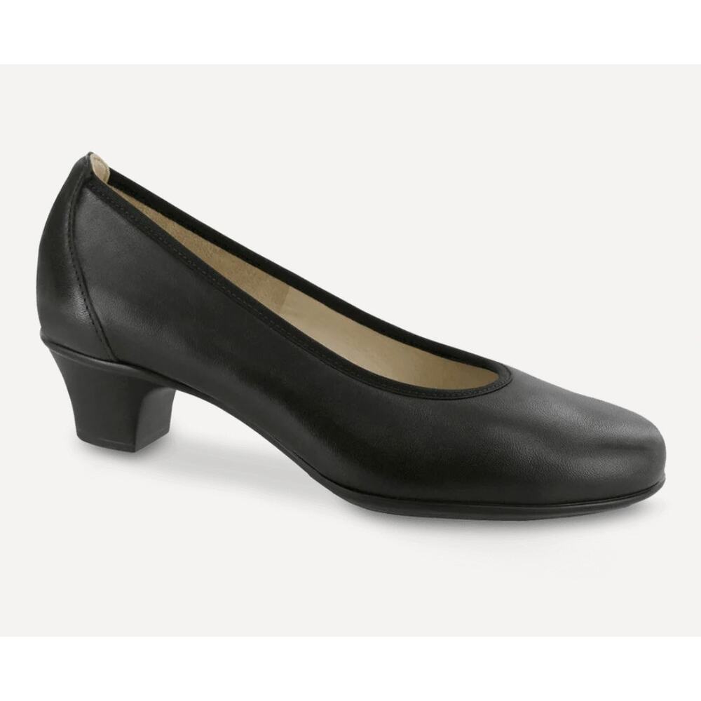 SAS Milano Black Pump Heel Premium Leather Size 10 NWOB Timeless Comfy Work